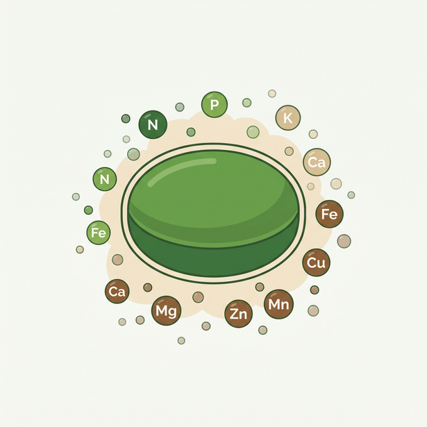 Illustration of a TABCOTE tablet metering nutrients out to plant roots